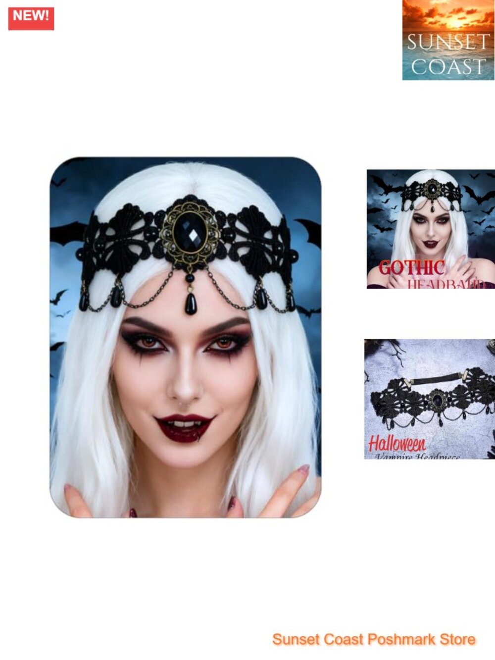 Gothic Lace Vampire Crown Headband Halloween Cosplay Costume Party